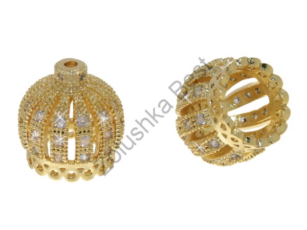 Концевик корона 13×14 мм, позолоченный, золото, 1 шт в Санкт-Петербурге